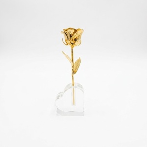 Rosa real bañada en oro de 24k, hecha a mano, con tallo largo, flor preservada para siempre, con soporte y caja de regalo, regalos de aniversario de bodas - Product Image 5