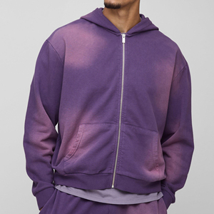 Sudadera con capucha para hombre de algodón grueso, personalizada, con efecto deslavado, estilo casual y elegante, con cremallera, para invierno - Product Image 6