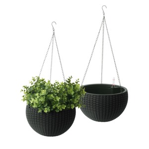 กระถางแขวนสีขาวพร้อมโซ่ ดีไซน์ทันสมัยสำหรับปลูกต้นไม้นอกบ้าน - Product Image 2