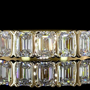 Anillo de Boda Clásico de Siete Piedras con Diamante Cultivado en Laboratorio con Corte Esmeralda, Oro de 10K, 14K, 18K, Plata 925, 935, Regalo de Aniversario o Compromiso - Product Image 2