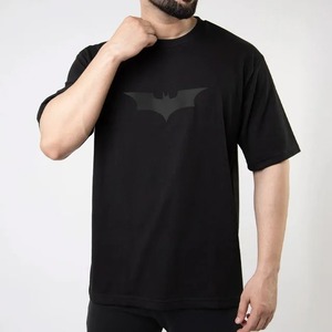 T-shirt pour homme noir avec logo Batman, col rond, manches courtes, décontracté, en coton, imprimé sur le devant - Product Image 3