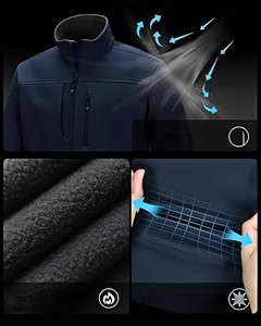 Men's Casual Softshell <b>Jacket</b> Breathable Lightweight Windproof Outdoor <b>Jacket</b> with Soft <b>Fleece</b> Lining for Travel <b>Work</b> and Daily - Product Image 3