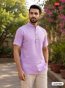 Indian Pakistani Traditional <b>Short</b> Linen <b>Kurta</b> <b>For</b> <b>Men's</b> Elegant Party Wear Festive Office Wear <b>Kurta</b> Fashionable <b>Kurta</b> <b>Men</b> Wear - Product Image 2
