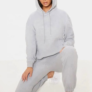 Sweat-shirt à capuche oversize pour femme, couleur unie, épaules tombantes, manches longues, tricot en coton, vêtements d'automne - Product Image 3