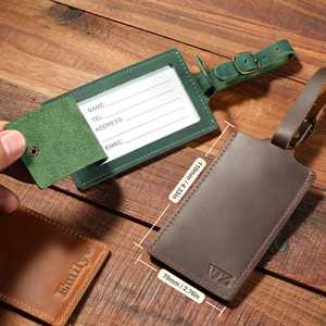 Genuine Leather Luggage <b>Tags</b> With Privacy Flap Luxury Suitcase Labels Custom Travel Bag <b>Tags</b> Hot Selling LMP-0265 - Product Image 1