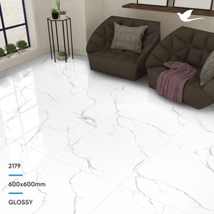 Baldosas de cerámica blanca brillante 600x600mm/600x1200mm Ondas grises para casas de lujo Diseño moderno con estilo clásico para villas - Product Image 2