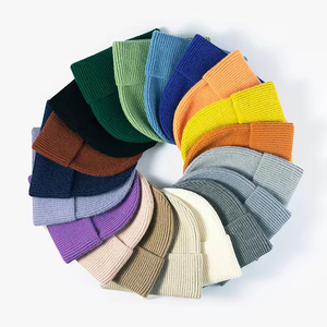 Unisex <b>Winter</b> Warm 100% Cotton Adult Skully Beanie <b>Hats</b> Solid Color Plain Custom Embroidery Logo Stylish Image Design - Product Image 1