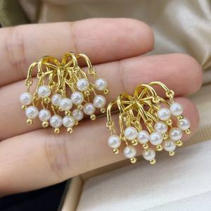 Boucles d'oreilles pendantes de luxe léger, design de niche, perles de feux d'artifice, micro-incrustations de zircon, sensation haut de gamme, nouveau style explosif - Product Image 4