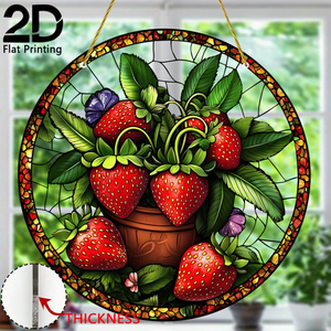 CIFbuy Decorazione Sospesa in Acrilico a Forma di Fragola, Arte Unica da Parete o Finestra, Ornamento da Giardino, Frutto Artificiale Colorato, Regalo per Amanti della Natura - Product Image 1