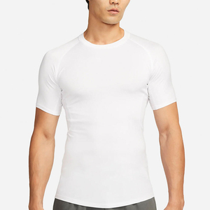 Camisetas de compresión para hombre, diseño OEM personalizado, ajuste de alto rendimiento, poliéster transpirable, tela de secado rápido para fitness y actividades deportivas - Product Image 1
