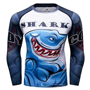 Maillot de compression personnalisable à manches longues pour homme, en tissu Spandex, imprimé flamme Red Bull, pour la natation et le MMA, Rashguard 2026 - Product Image 3