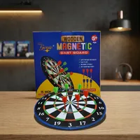 Jeu de fléchettes magnétiques en bois Toys Genie, 15 pouces, avec 6 fléchettes, sûr pour les enfants et les adultes, jeu de cible double face pour intérieur et extérieur