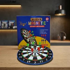 Jeu de fléchettes magnétiques en bois Toys Genie, 15 pouces, avec 6 fléchettes, sûr pour les enfants et les adultes, jeu de cible double face pour intérieur et extérieur - Product Image 6