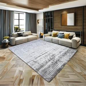 Alfombras Shahkar, Alfombra de Área Personalizada, Hecha a Mano, Moderna, de Color Gris Claro, Felpa, Mezcla de Lana y Viscosa, Antimicrobiana, Antideslizante, para Mascotas - Product Image 1