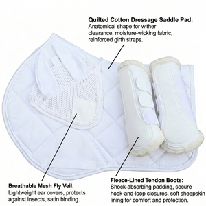 Juego Ecuestre Crossedge: Silla de Montar Acolchada de Lujo con Botas de Tendón y Protección para el Nudillo a Juego y Red de Orejas con Reducción de Ruido - Product Image 2