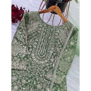 Top-Ensemble Plazzo et Dupatta avec broderie lourde Taille XL pour un look de fête - Product Image 4