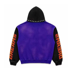 Sweat-shirt à capuche violet Custom Dreams pour homme, streetwear, coupe ample, logo imprimé sur le devant, manches classiques, matière French Terry - Product Image 2