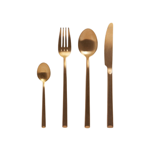 Ensemble de couverts modernes en or mat, compatibles lave-vaisselle, pour mariage, en acier inoxydable, fourchette, cuillère, couteau, ensemble de couverts faits à la main - Product Image 1