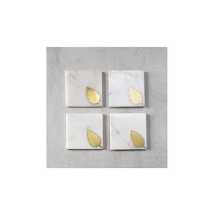 Sous-verres en marbre naturel écologiques, durables et lavables, avec technique de découpe pour dessus de table en pierre - Product Image 1