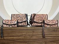 Sac à main à bandoulière en cuir véritable usiné à la main de grande capacité à la mode pour femmes et portefeuille de bracelet assortis ensembles combinés de deux pièces