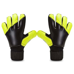 Full Finger Leather Goalkeeper Gloves Black With Neon Yellow Palm Non-Slip Sports Unisex All Seasons - Product Image 1