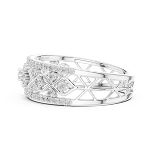 Bague REGAL LETTICE en diamant de laboratoire, or blanc 18 carats plaqué rhodium, avec pierres latérales, pour fiançailles, mariage, soirée, événement glamour, usage quotidien - Product Image 3