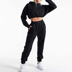 Conjunto Deportivo de 2 Piezas para Mujer, Primavera 2025, OEM, Personalizado, Top Corto y Sudadera con Capucha Oversize - Product Image 3