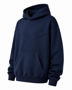 Sweat à capuche unisexe personnalisé surdimensionné en Spandex/Coton bleu, imprimé sur le devant, en molleton épais, avec poche, style streetwear, séchage rapide - Product Image 2