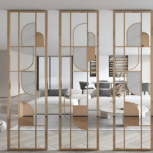 Panel Divisor de Habitaciones Plegable y Deslizante de Acero Inoxidable de Lujo y Alta Calidad, Pantalla Transparente Moderna y Decorativa para - Product Image 1