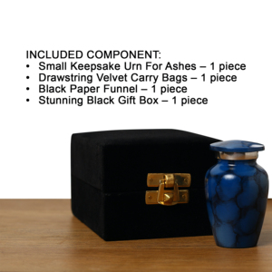 Blue Marble Effect Metal Cremation Urn Mini Keepsake <b>Casket</b> <b>for</b> Human and Pet <b>Ashes</b> Custom Design - Product Image 4