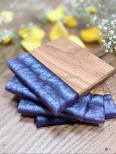 Sous-verres élégants en bois et résine époxy, écologiques, 4 pouces, pour boissons chaudes/froides, ensemble décoratif pour tables de salle à manger, thé, café, cuisine, mariage - Product Image 6