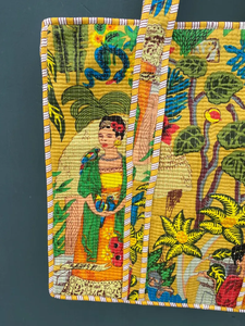 <b>Quilted</b> Cotton Tote Bag Jungle Print Boho Style - Product Image 3