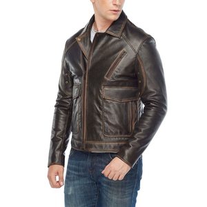 Chaqueta de Cuero de Primera Calidad para Hombre, Estilo 2026, con Cuero Vacuno 100% Original, Servicio OEM Personalizado - Product Image 2