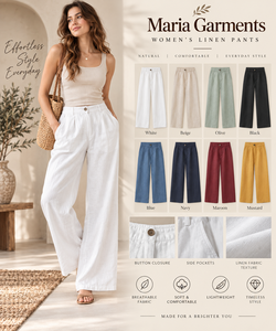 Collection en gros de vêtements en lin/coton de qualité supérieure - Ensemble deux pièces débardeur beige et pantalon décontracté blanc, coupe ample, taille haute, jambe large - Product Image 2