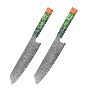 Cuchillo de Chef de Acero de Damasco de 8 Pulgadas con Mango de Madera Estabilizada de Color, Cuchillo de Cocina Profesional Afilado para Cortar Verduras y Carne - Product Image 3
