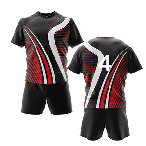 Sublimated Rugby Jersey Set Black Pink White Geometric Print Short Sleeve Moisture Wicking Unisex Adult <b>Athletic</b> Fit - Product Image 2
