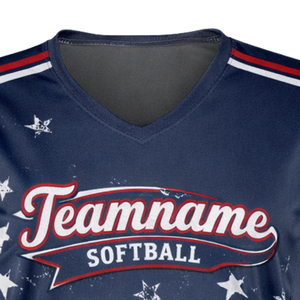 Jersey de Softbol para Mujer, Diseño Patriótico con Bandera de Estados Unidos, Sublimación Completa, Ajuste Ergonómico, Uniforme Personalizado con Número en la Espalda - Product Image 4
