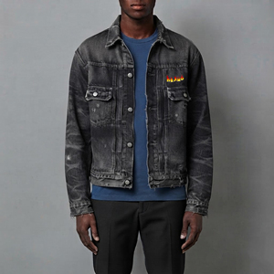 2026 New Arrived Denim <b>Jacket</b> for <b>man</b> Custom Embroidered <b>Long</b> Sleeve Turn down Collar Vintage Style Customizable <b>men's</b> <b>jacket</b> - Product Image 1
