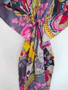 Robe kaftan en coton indien faite à la main à imprimé floral, légère, idéale pour la plage - Product Image 4