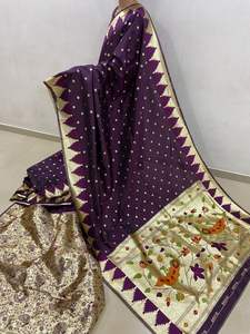 ผ้าไหมบานาราสีแท้ พร้อมลายปักดิ้นทอง ซารีแบบดั้งเดิม ผ้าปาลูหนาหรูหรา ไม่ยับ แห้งเร็ว เหมาะสำหรับงานปาร์ตี้ งานแต่งงาน ผ้าไหมอินเดีย - Product Image 3