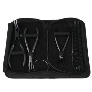 Kit d'outils professionnels noirs pour extensions de cheveux avec pinces de 7 pouces, outils de retrait de micro-perles, crochets à boucle et pinces de sectionnement - Product Image 1