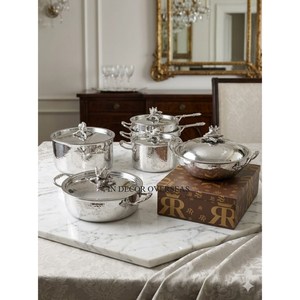 High Grade Gold Plated Hammered Texture Stainless Steel Made Food Serving Cookware Home Hotel Kitchenware Casseroles All Stoves - Product Image 2