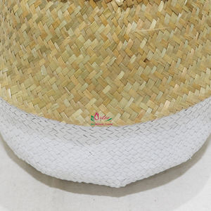 Natural Seagrass <b>Belly</b> <b>Basket</b> Handwoven Planter Storage Bin with Handles Foldable - Product Image 5