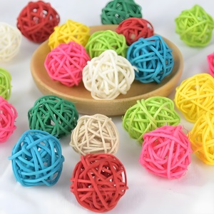 Boules en rotin pour décorations de table de Noël, différentes couleurs, boules suspendues, ornements pour sapin. - Product Image 3