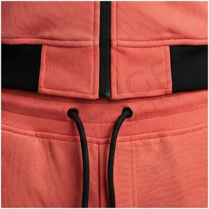 Conjunto Deportivo de Hombre Color Coral, Manga Larga, Capucha con Cierre Frontal, Color Sólido, Transpirable, Corte Regular, para Otoño - Product Image 5
