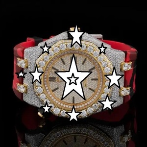 <b>Automatic</b> Luxury Sport Stainless Steel <b>Chronograph</b> Watch Crystal Mechanical Movement Fully Moissanite Bracelet Hip Hop Style - Product Image 1