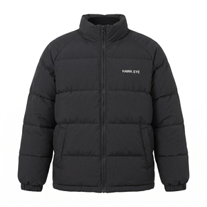 Blouson matelassé noir pour homme Hawk Eye, col montant, fermeture éclair, coupe-vent, décontracté, hiver, rembourrage polyester, coupe épaisse - Product Image 5
