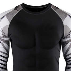New Arrival Men's <b>Compression</b> Rashguard Long Sleeve MMA BJJ Training <b>Shirt</b> Quick Dry Breathable Athletic Gym Wear - Product Image 4