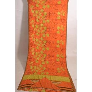Tissu de Saree en Soie Poly Imprimé Floral Indien Vintage 5 Yards Matériel Textile Artisanat de Couture Bohème pour Filles - Product Image 1