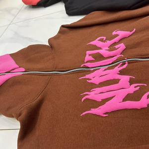 Sweat à capuche pour homme en coton d'hiver avec impression de logo et design personnalisés, vêtement décontracté à fermeture éclair, manches longues et capuche - Product Image 5